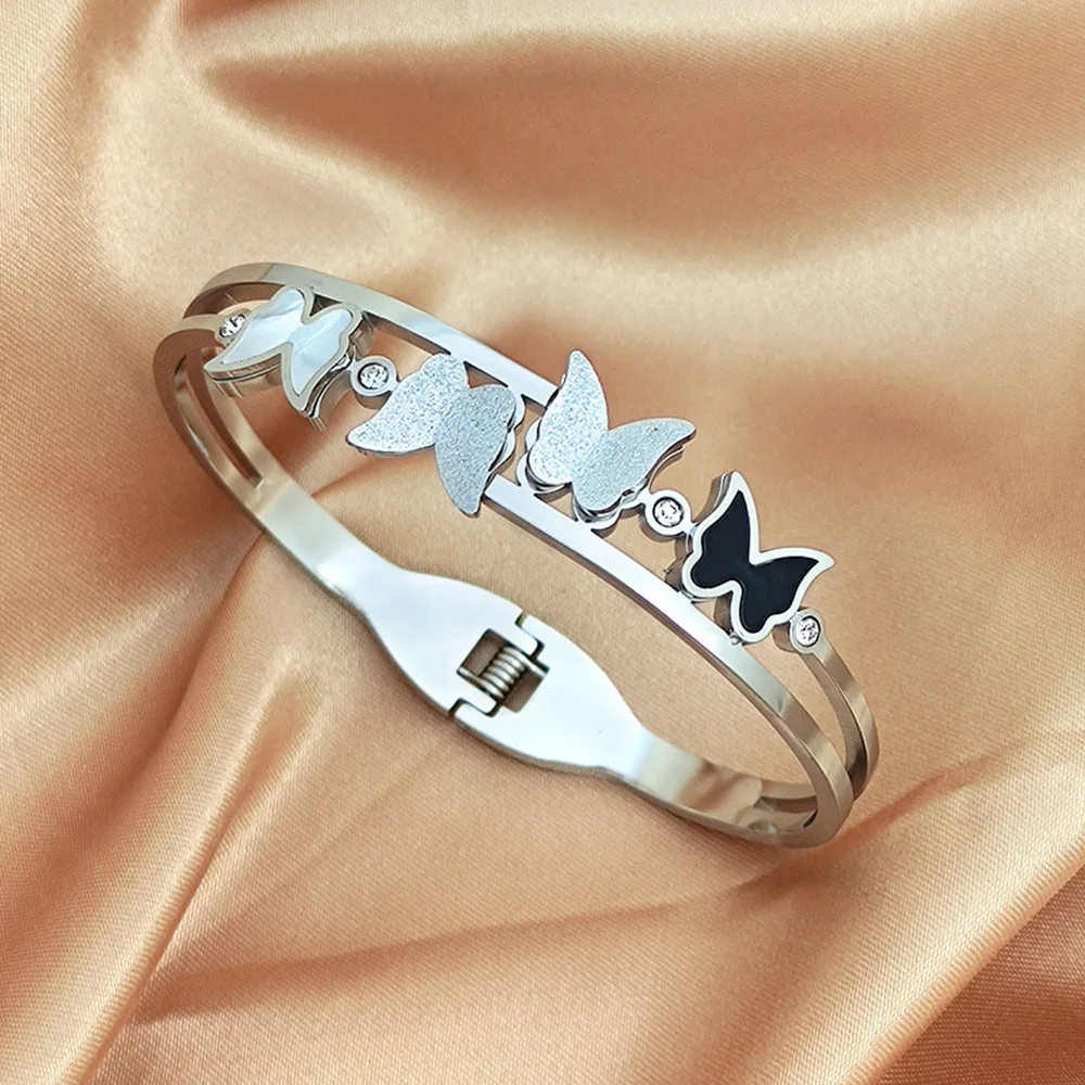 High-grade frosted butterfly bracelet, silver gold-plated women's bracelet shell, oil-drip double-layer spring bracelet 2