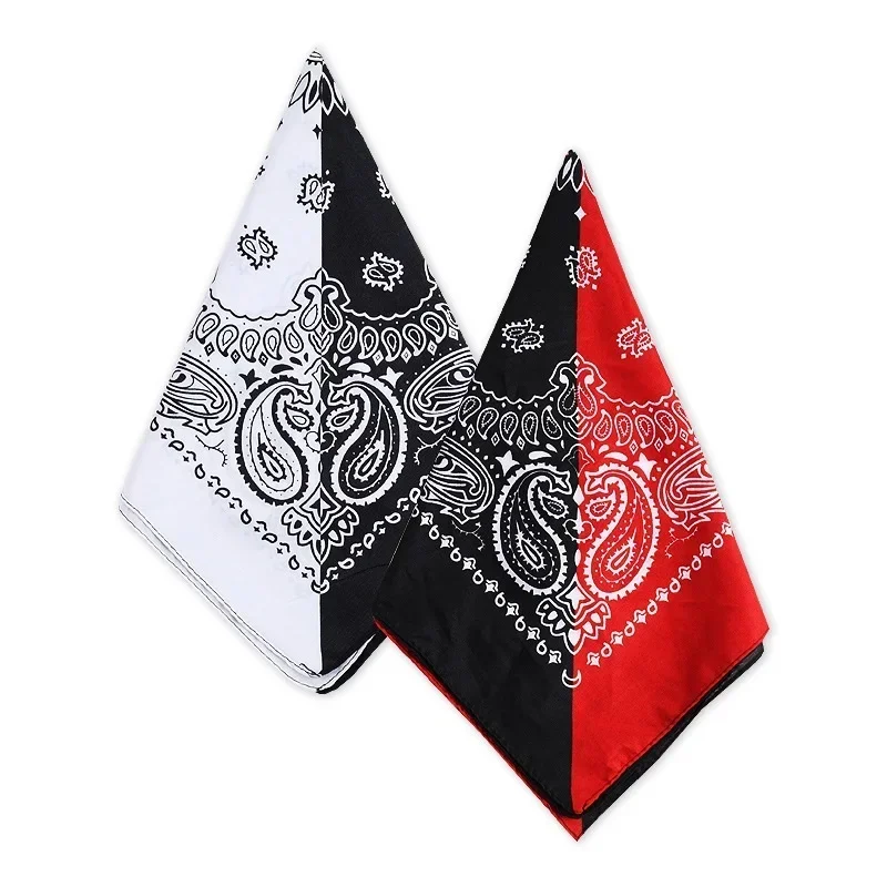 

Polyester Bicolor Cashew Flower Headscarf Outdoor Magic Face Mask Sports Bandana Scarf for Riding 54x54 Square Handkerchief