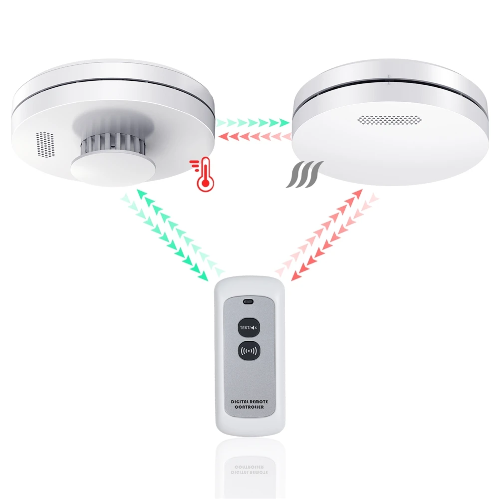 

Home alarm system wireless interconnected smoke detector Interlinked smart remoter control Fire smoke alarm