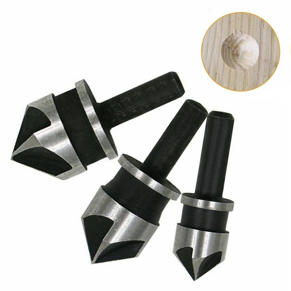 

5Flute Countersink Drill Bit HSS 82 Degree Point Angle Chamfer Chamfering Cutter 1/4" Round Shank Drill Bit Set Woodworking Tool
