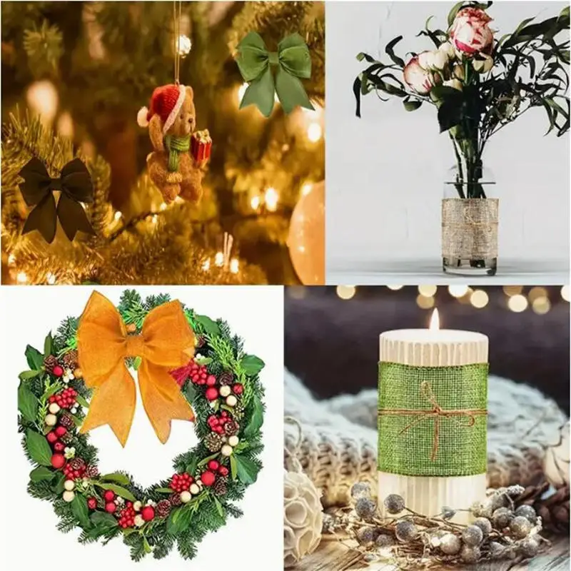 Imitation Linen Decorative Roll Ribbon Wedding Festival Christmas Decoration Gift Packaging Rope Decorative Woven Tape