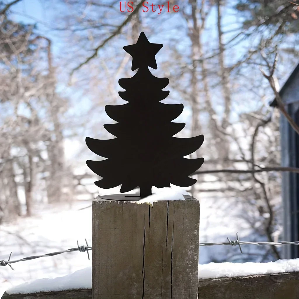 

Christmas Tree Garden Decoration Stake, Metal Silhouette Yard Sign Outdoor Garden Decor Christmas Decor Home Garden Decorations