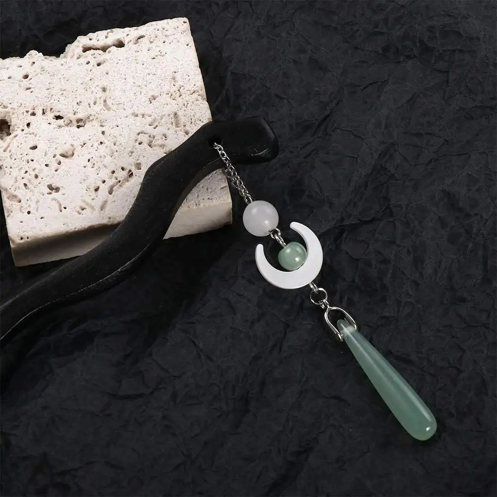 Design Tool Wooden Moon Tassel Cheongsam Beads Hanfu Hair Sticks Chinese Style Headwear Ancient Headwear Ancient Style Hairpin