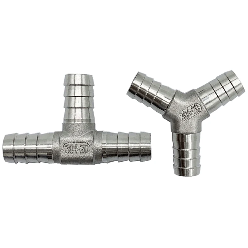 6mm 8mm 10mm 12mm 13mm 14mm 15mm 16mm 19mm 20mm Hose Barb Tee Y T L Type 3 Three Way 304 Stainless Steel Pipe Fitting Connector