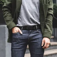 Men's Belt Automatic Metal Buckle Imitation Nylon Webbing Outdoor Work Belt Toothless Automatic Buckle Casual Sports Canvas Belt 2