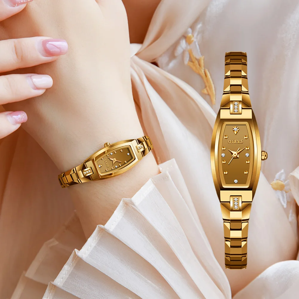 

OLEVS Luxury Watches for Women Fashion Waterproof Gold Wristwatch Ladies Bracelet Gift Set Girls Tungsten Steel Watch Jererly