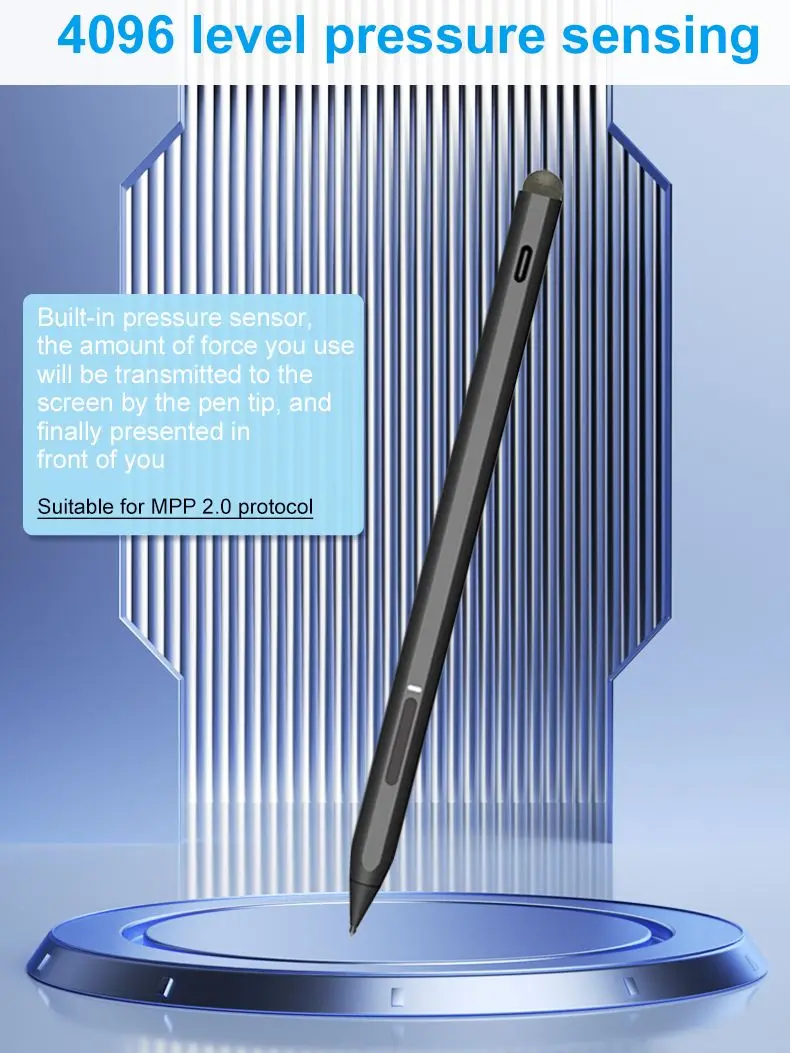 Stylus Pen for Microsoft Surface USB-C Charging 4096 Pressure Sensitivity Magnetic Attachment For Pro 9 8 7 6 5 4 3 X，Book3/ 2/1