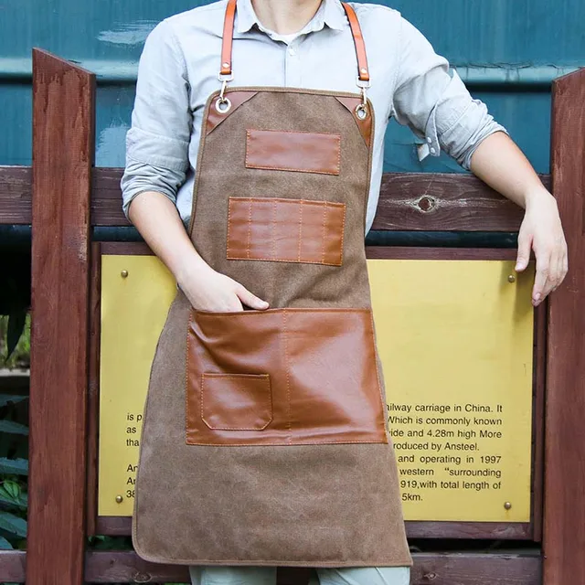 Custom logo hairdressing nail salon coffee shop work clothes florist men and women restaurant printing word canvas apron 1