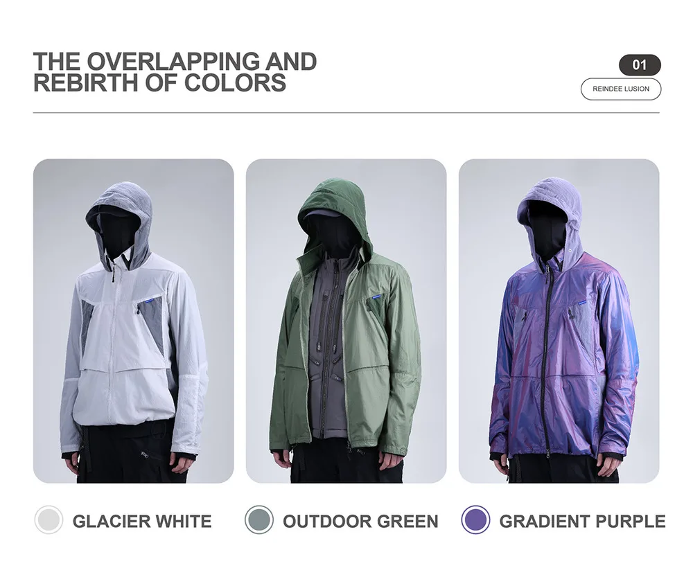 Reindee Lusion 23ss Light breathable UV protection jacket high collar shape adjustable hood techwear gorpcore