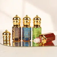 6/10/15ml Essential Oil Roller Bottle Gold Crown Shape Perfume Bottling Travel Electroplated Carve Glass Luxury Empty Bottle 1