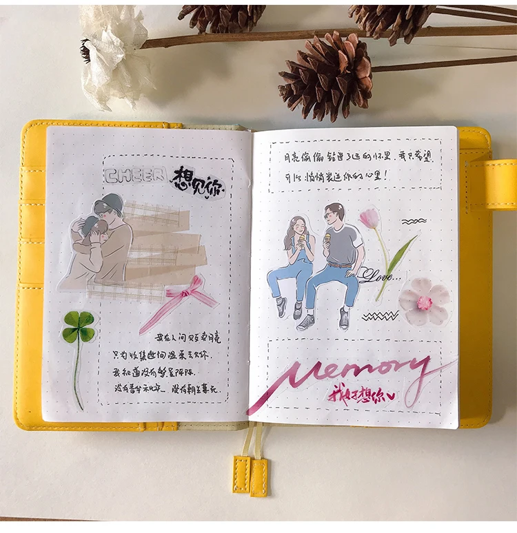 Stickers 42pcs Cute Couple Stickers Hand-painted Characters Boys and Girls Love Album Diy Decoration Diary Computer Mobile Phone