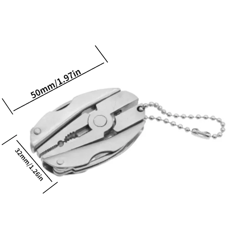 Portable Stainless Steel Multi-Tool: Pliers, Knife, Screwdriver with Keychain, Ideal for Outdoor Use
