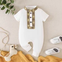 Baby Clothes 3 to 24 Months Onesies For Baby Boy Summer Short Sleeve Casual Infant Prince Romper Toddler Tiny Button Jumpsuit 4