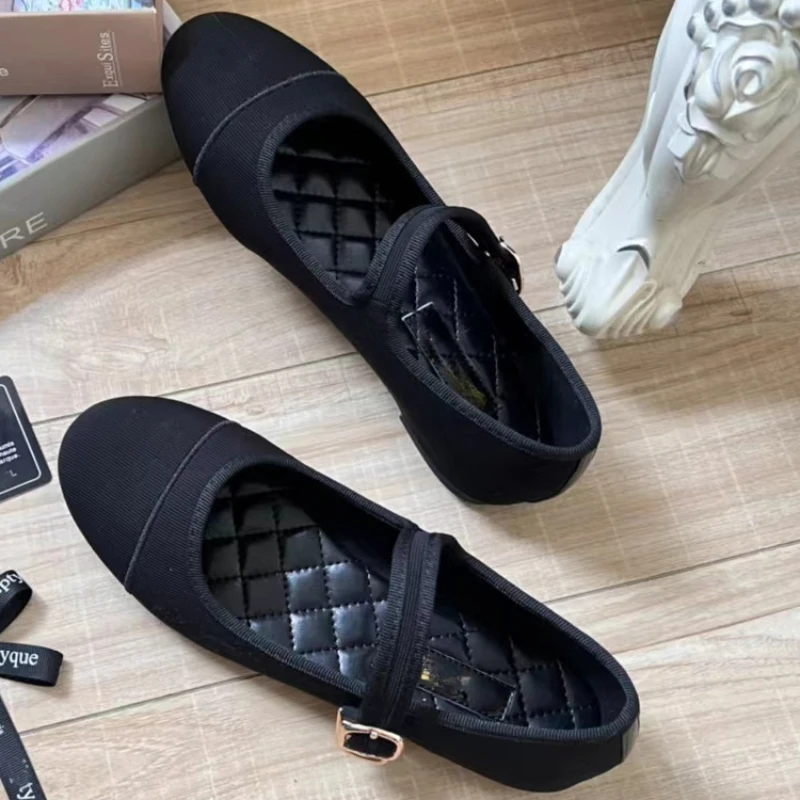 2024 Spring/Summer Leisure New Embroidered Ballet Shoes Shallow Mouth Single Shoes Lazy Flat Bottom Mary Jane Women's Shoes