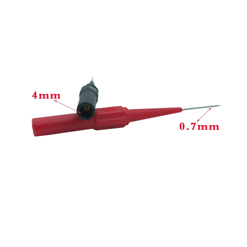 2-Piece Multimeter Test Lead Probes With Back Piercing Needle Tips - Red & Black, 79mm Length, High Quality