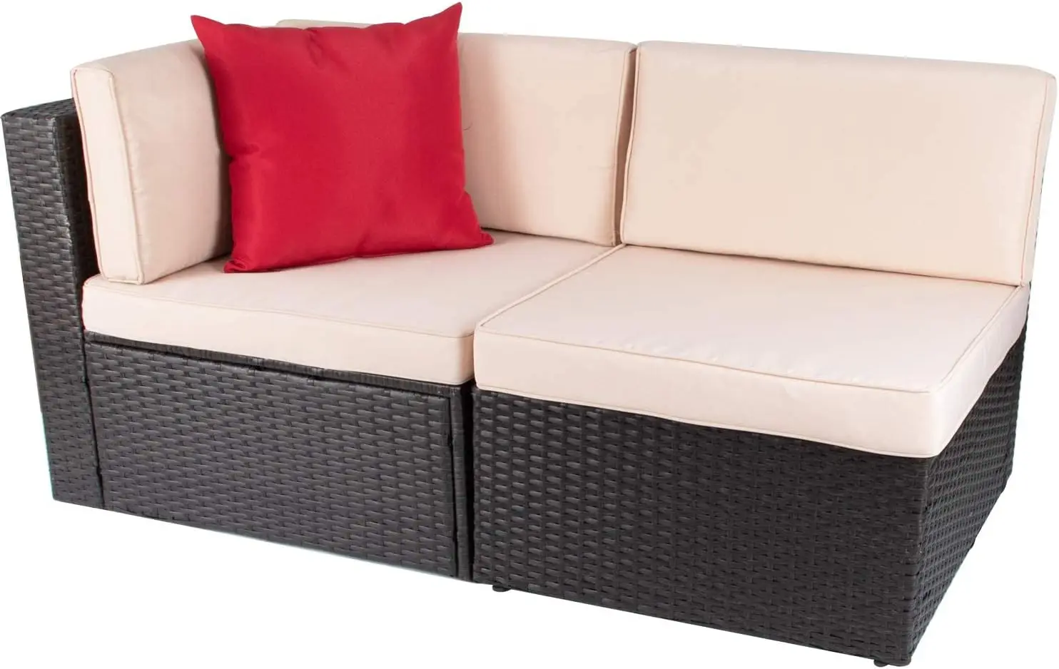 Comfort corner Patio Furniture Sofa Sets Outdoor All-Weather Sectional Corner Sofa and Armless (Beige,2 PCS PatioSet)