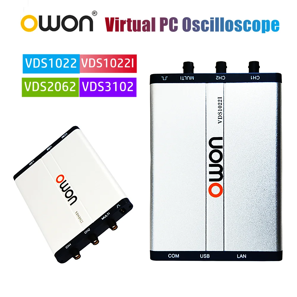 

Портативный цифровой Виртуальный осциллограф OWON VDS1022I VDS1022I, полоса пропускания 25 МГц, 100 Мвыб./с, 2-канальный мультиметр с USB-строкой