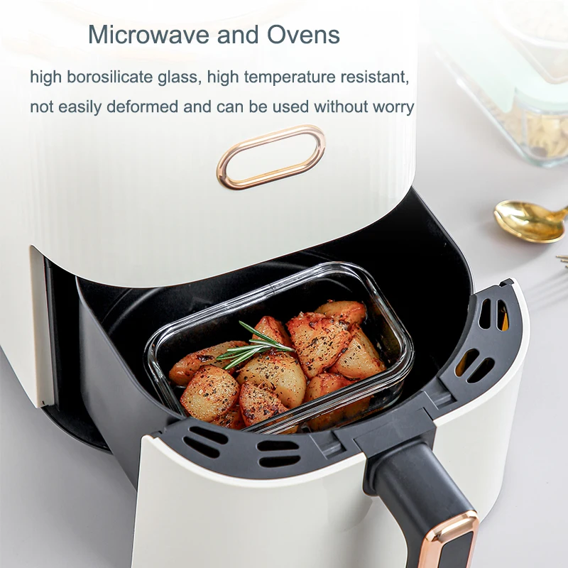 2Pcs Glass Meal Prep Containers with Airtight Snap Locking Lids