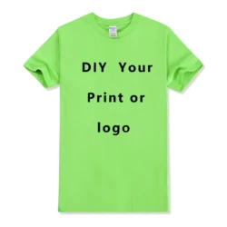 Personalized 100% Cotton Custom Print T-Shirt - Unisex Short Sleeve Graphic Tee - S (Light green)