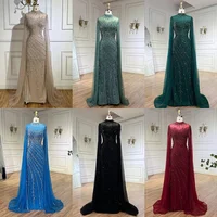 Caramel Cape Sleeves Mermaid Beaded Luxury Dubai Evening Dress SERENE HILL 2025 Formal Gown Wedding Party GLA71885A Customized 5