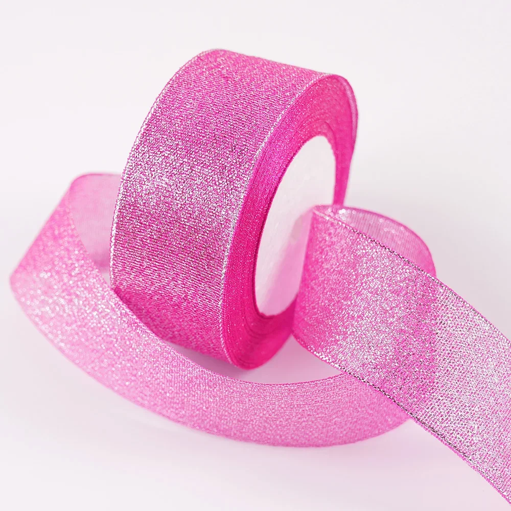 Glitter Organza Ribbon Bow for Decorations and Gift Wrapping, 40mm x 22m