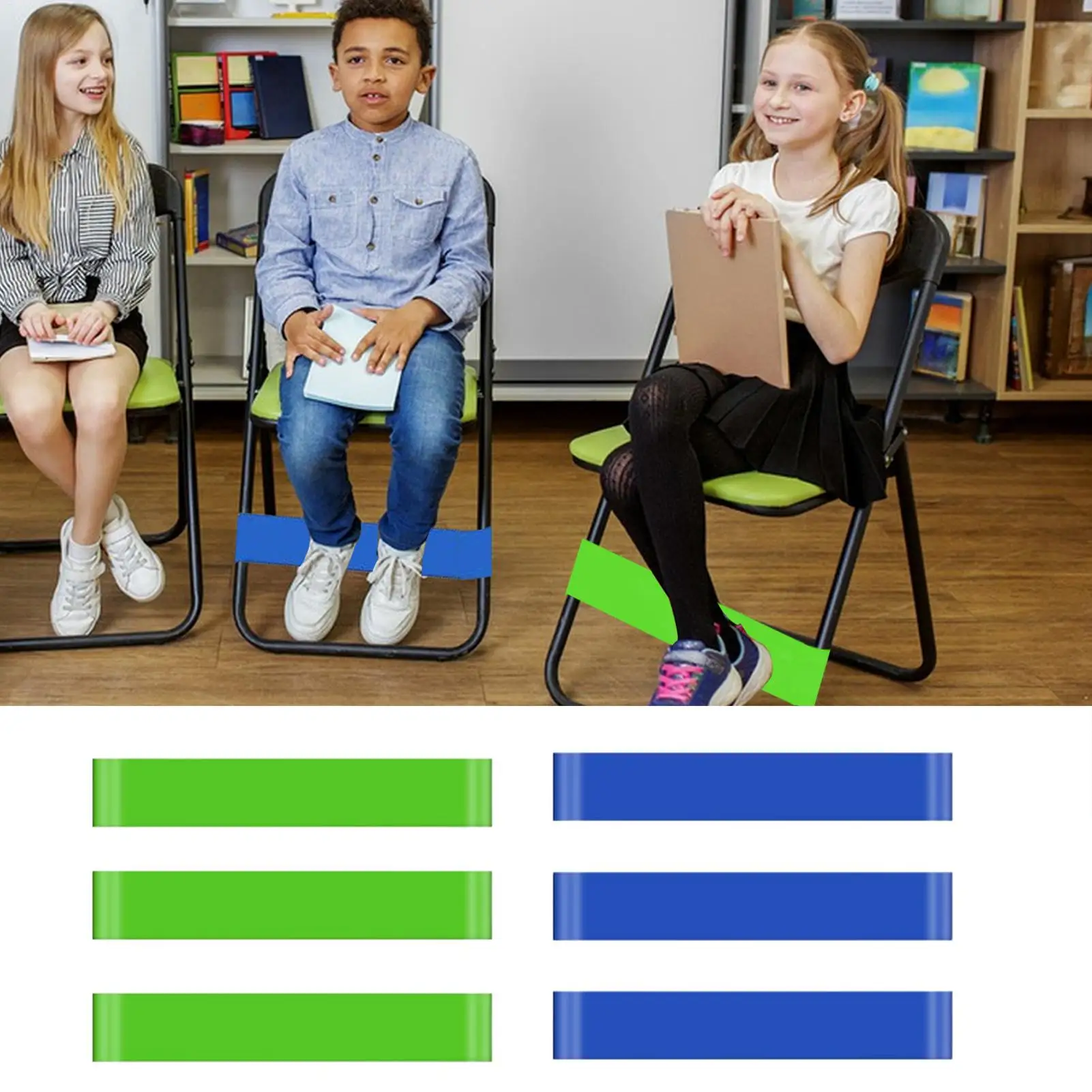 6pcs elastic tension band for irritable feet, stress relief band for classroom chair legs, suitable for student classrooms-offic