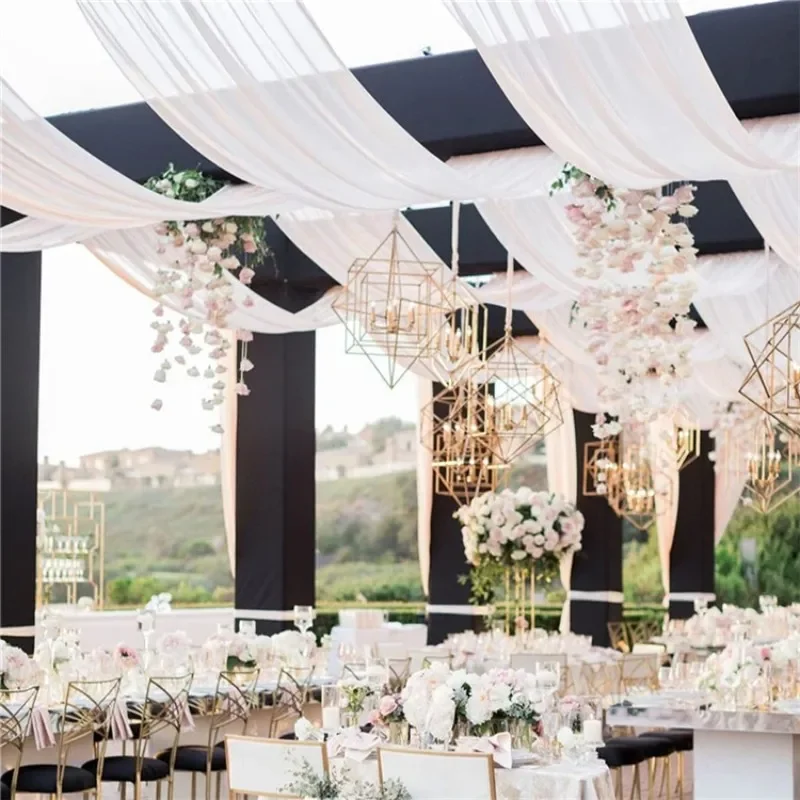 Party backdrop curtain Party decoration supplies White Wedding Dress Ceiling Drapes Roof Canopy Decor Draping Fabric Chiffon Curtain for Ceremony Stage Hotel