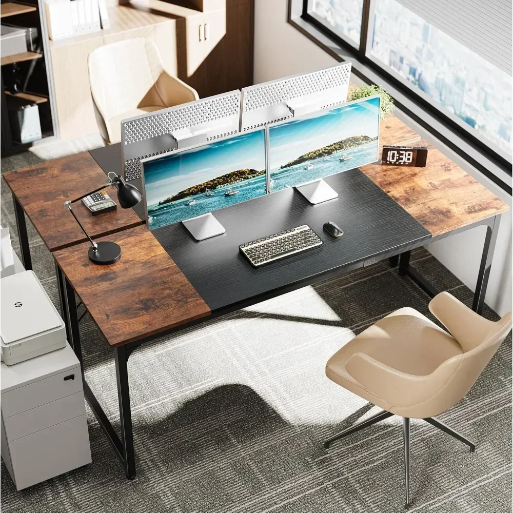 70 in Computer Desk with Storage, Work Desk for Home Office, Long Simple Desk, Large Legroom, Metal Frame, Writing Desk 4