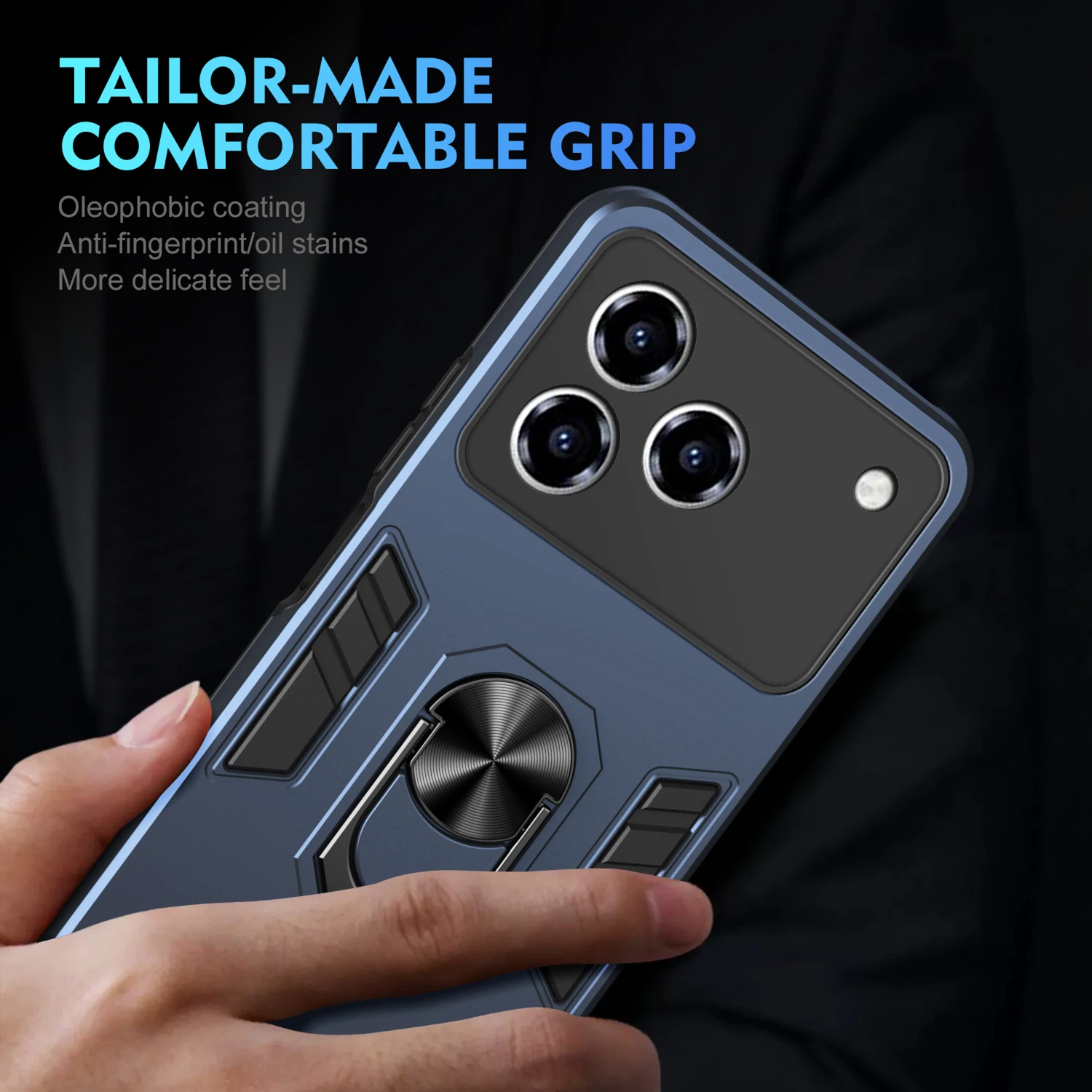 Rugged Armor Shockproof Case with Magnetic Ring Holder