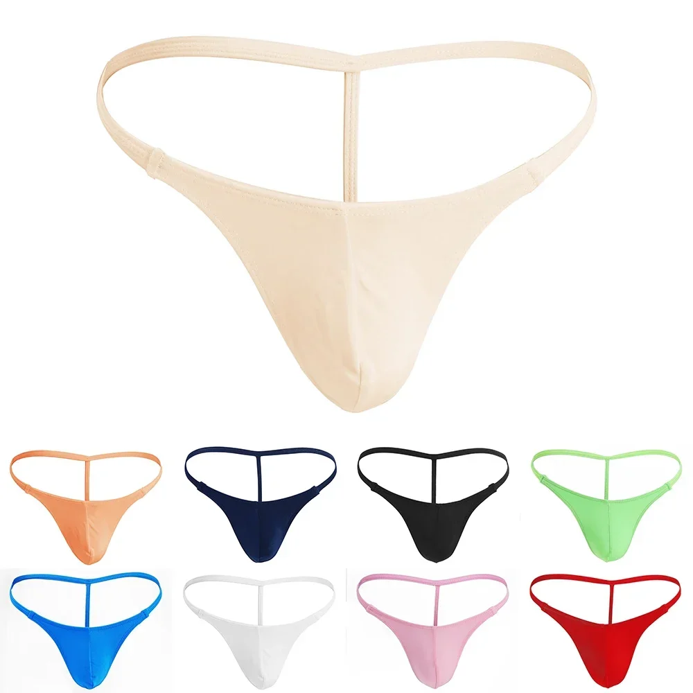Men G-String Sheer Pouch Enhancing Low Waist Panties Sissy Solid Bikini Erotic Briefs Brazilian Underwear men underwear