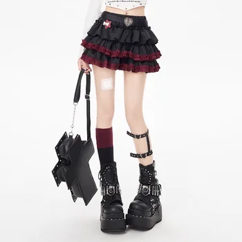 Y2k Mini Skirts Summer Women Black Gothic A-Line Pleated Skirt Harajuku Vintage 90s Aesthetic Kawaii Skirt 2000s Clothes 1