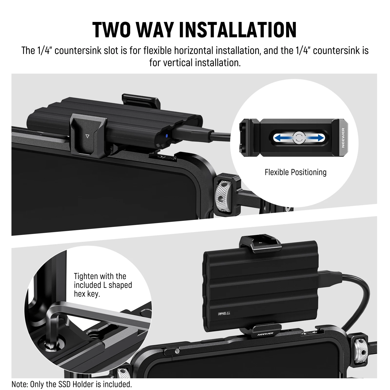 T5 T7 T9 SSD Holder Mount Bracket for iPhone 15 Pro Max Phone Cage PA023, 2.2"-3