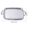 H55A Luxury Stainless Steel Storage Tray with Handle Cosmetic Jewelry Display Plate Hotel Restaurant Serving Dish Silver 6