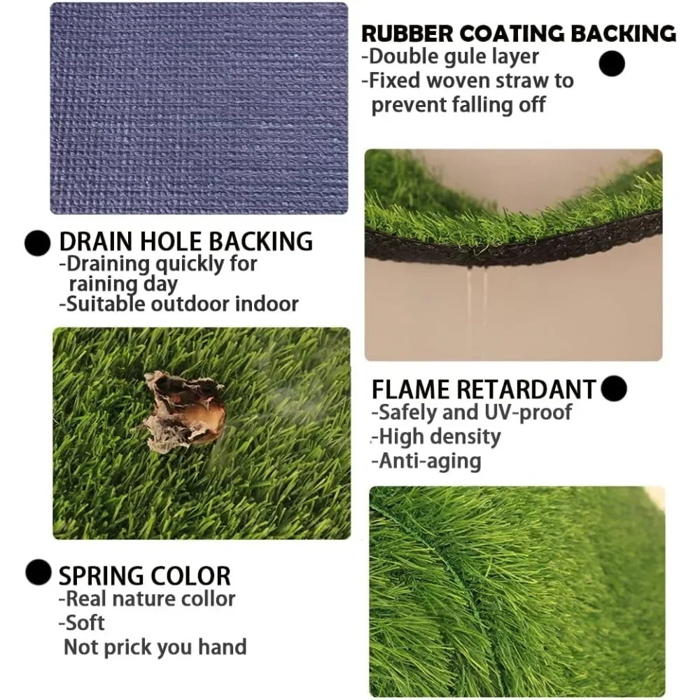 Artificial Lawn Carpet, 1.18" Thick Synthetic Lawn Mat with Drain Holes, 3.3ft X 33ft Large Realistic Carpet Roll