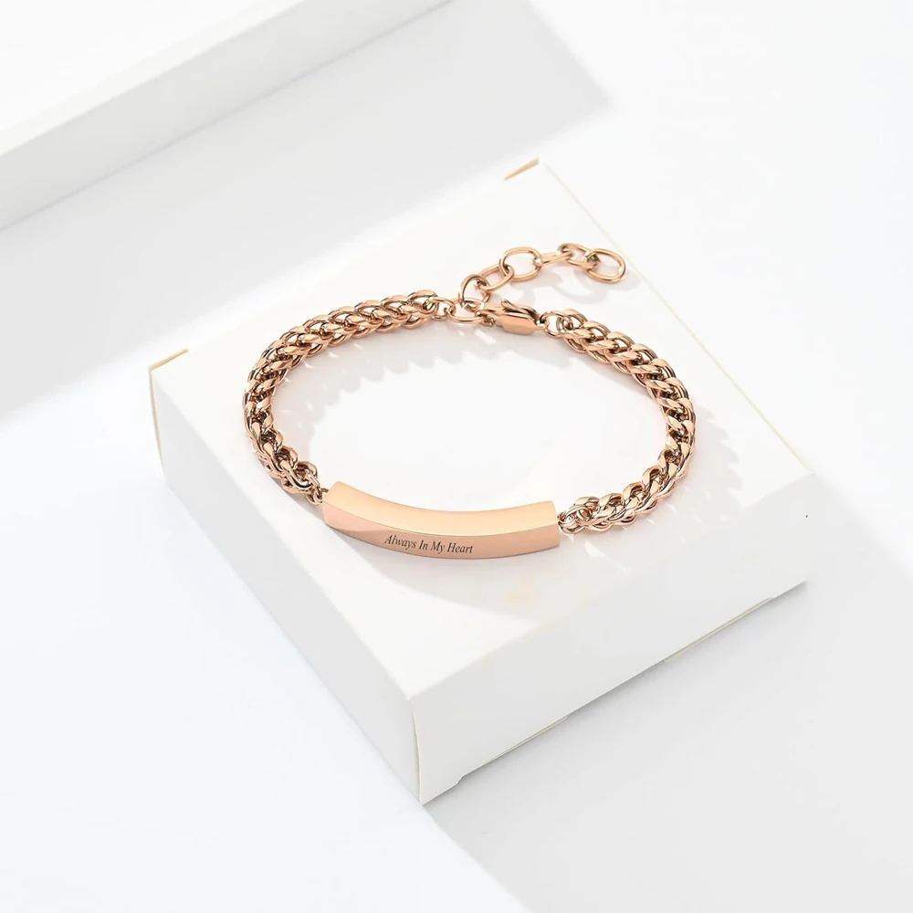 Customize chain Urn Bracelet Memorial Keepsake With Strip Stainless Steel Urns For Ashes Always In My Heart Cremation Jewelry