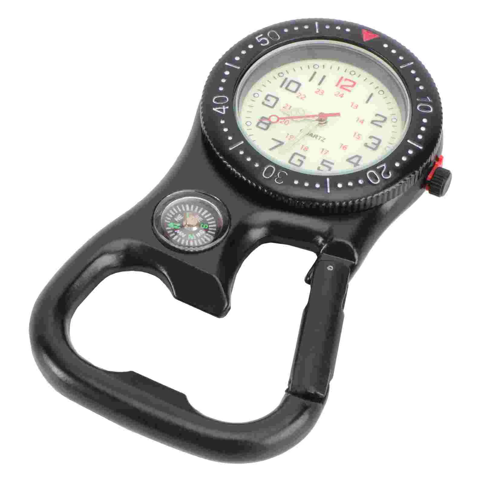 

Clip- on Watch Backpack Fob Belt Watch Glow in The Dark Unisex Pocket Watch with White Bottle Opener for Doctors Nurses Outdoor