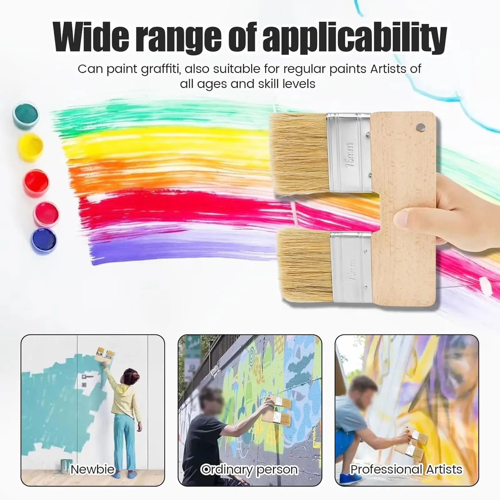 Double Paint Brush Professional Double Heads Painting Brush Flat Wide Stain for Glues Stains Oil Varnish Paints