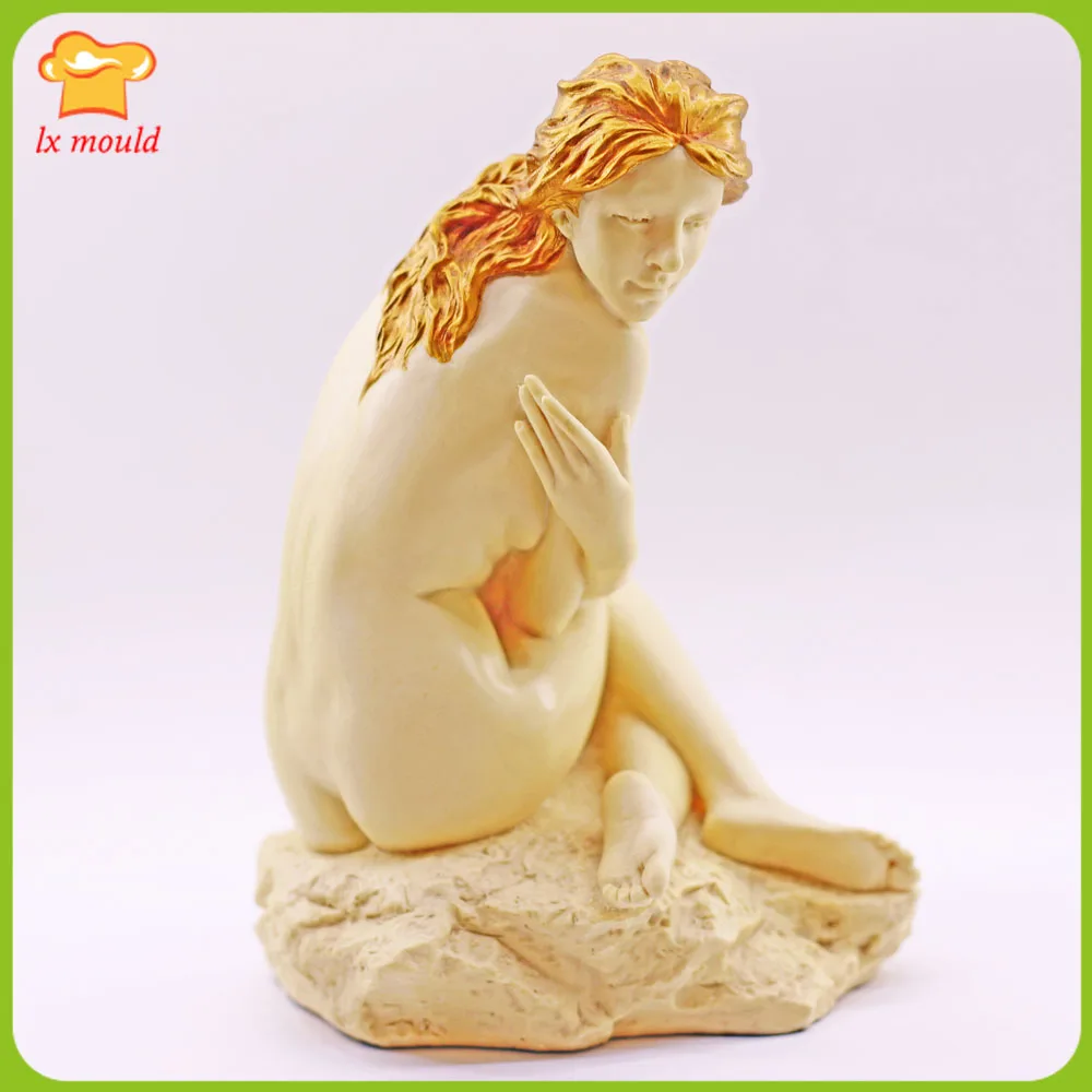 3D 돌 소녀 실리콘 캔들 몰드 레진 DIY 공예 수제 점토 몸 캔들 제작 몰드