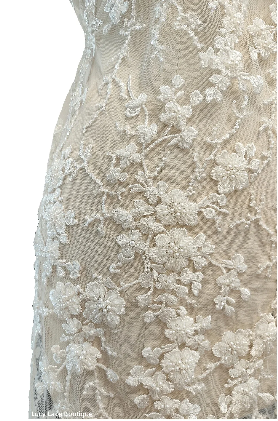 

2023 High Quality Lace 5 yards Wedding Lace GOOD 130CM Wide Ivory Color Embroidery Rayon Material Tulle Lace Fabric