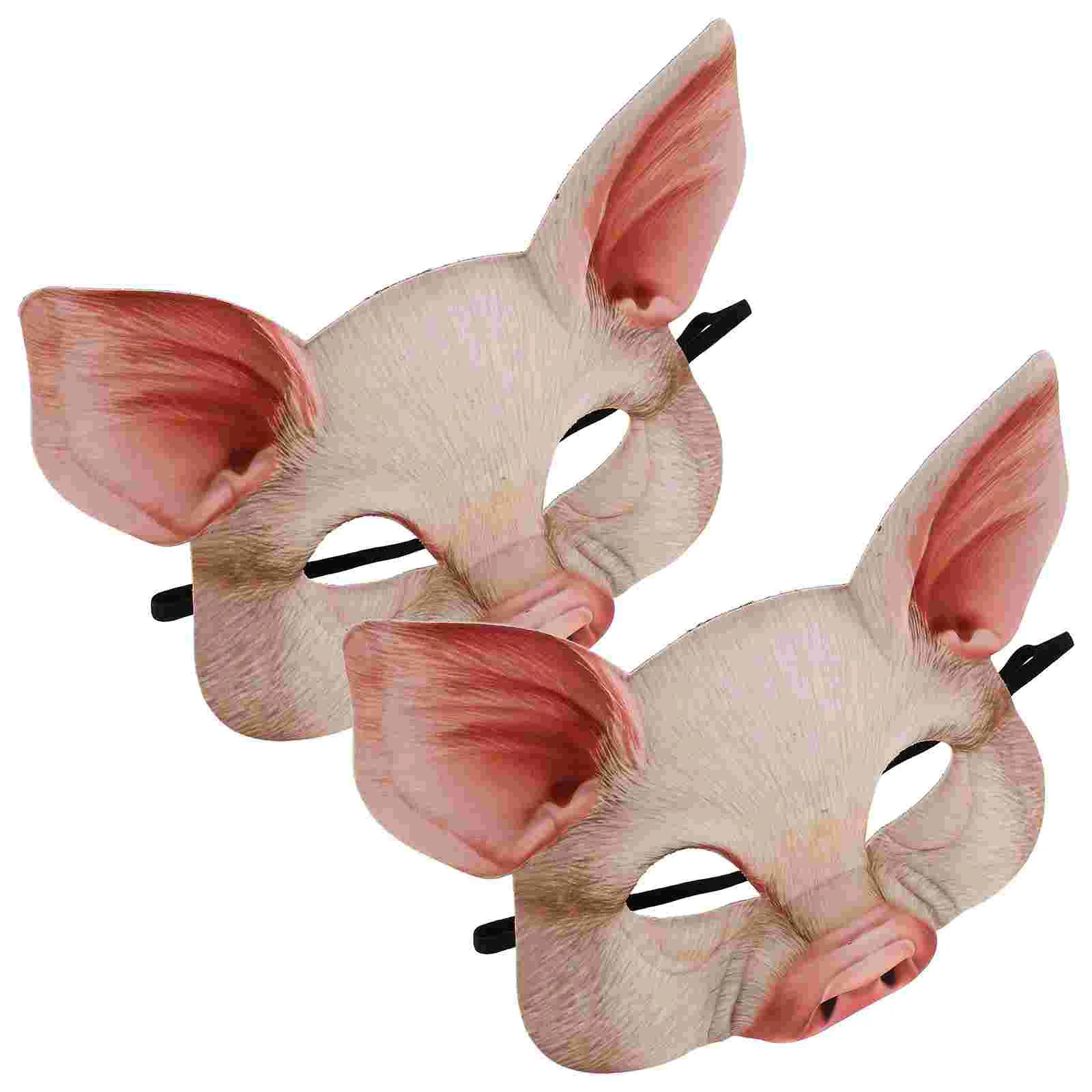 2 Pcs Pink Piggy Mask Masquerade for Children Shaped Half Face Ball Hairy