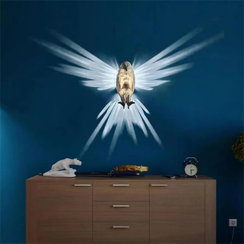 Lampada da parete a LED con animale 3D, luce notturna a forma di gufo