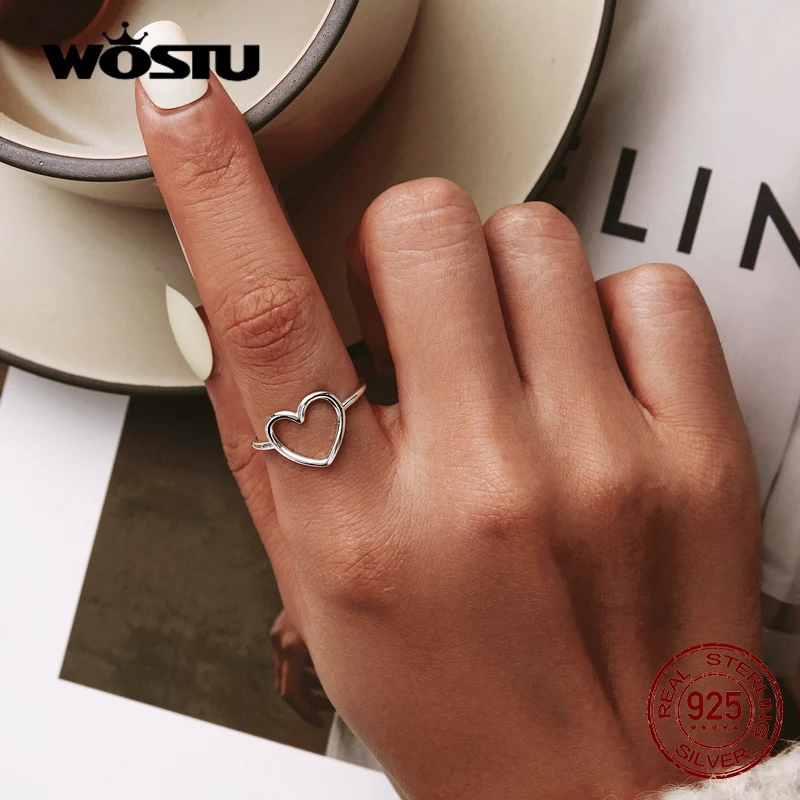 Silver Heart Ring Silver Rings Silver Ring Wedding Rings 925 Sterling Silver Heart Ring For Women Wedding Engagement Simple Rings Finger Party Fashion Jewelry Gifts CQR641