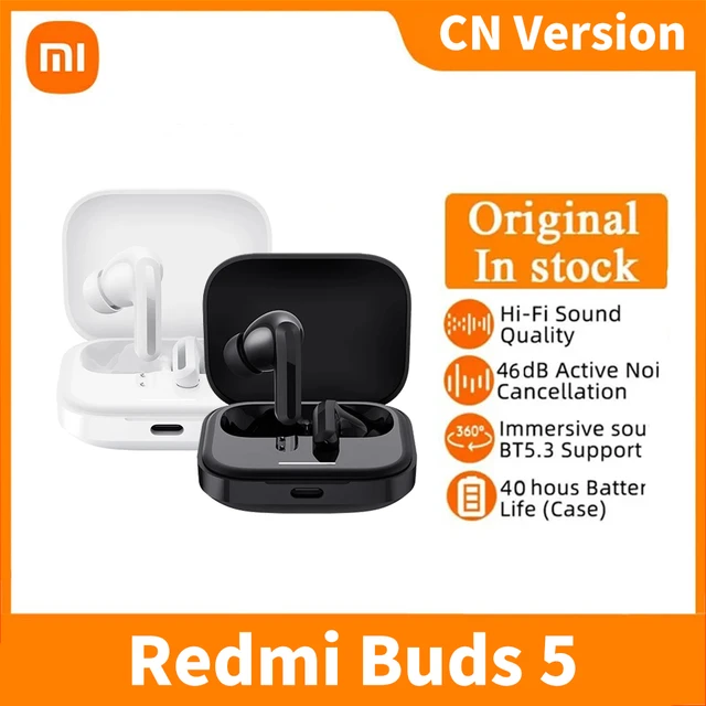 Original Xiaomi Redmi Buds 5 TWS Active Noise Cancelling Earphone Bluetooth  5.3 Mic Wireless Gaming Headphone 46dB Sport Headset - AliExpress