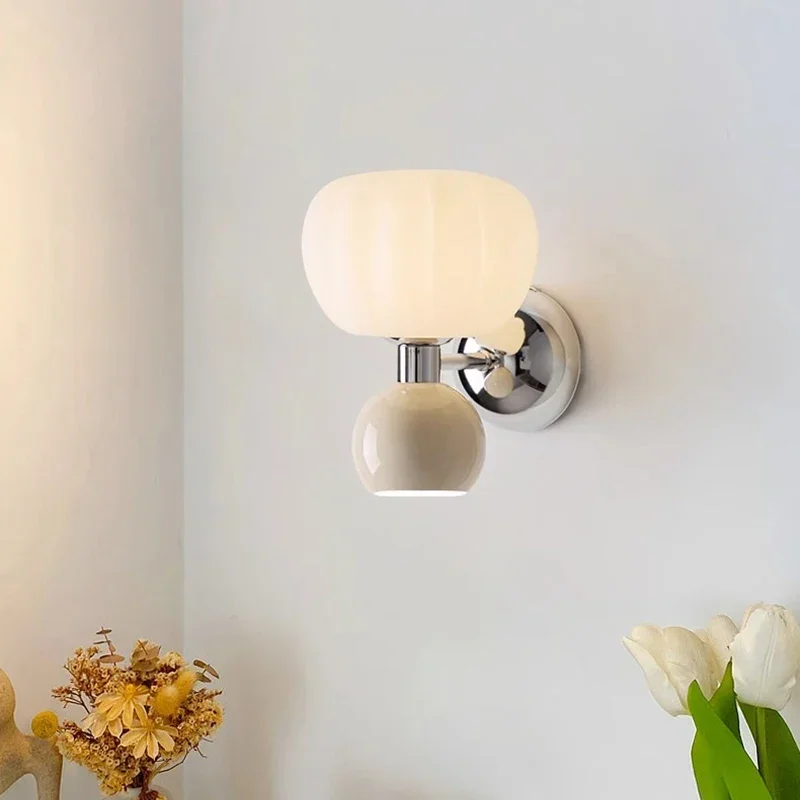Modern Cream Style Wall Lamp Nordic Bedside LED Wall Light Indoor Lighting Room Decor Sconces Bedroom Living Room Lighting