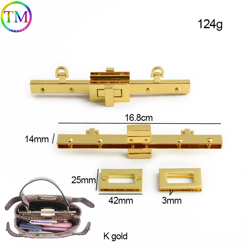 Gold Zinc Alloy Rectangle Hanger Clasp Locks Kit For DIY Craft Handbags Purse Bags Crossbody Bags Buckles Hardware Accessories