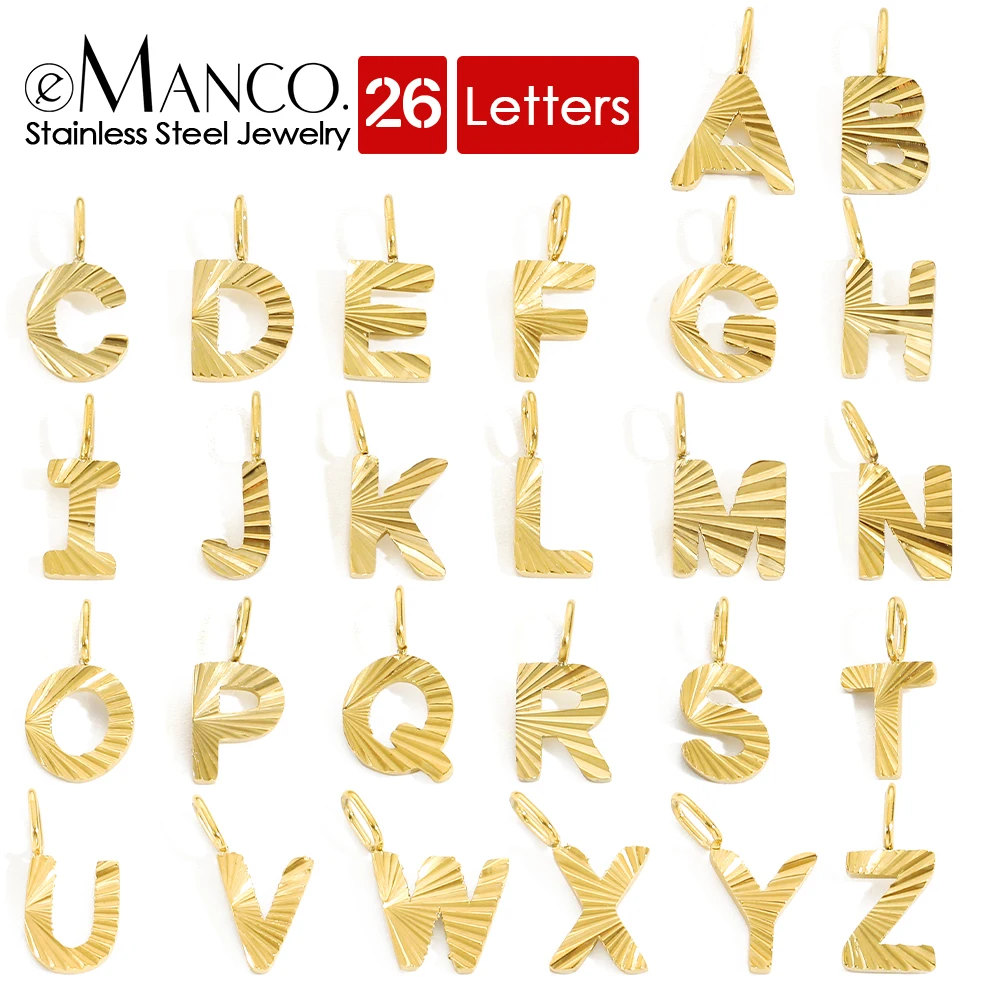 eManco 스테인레스 스틸 도매 꽃 알파벳 매력 목걸이 펜던트 이름 리플 알파벳 - AliExpress
