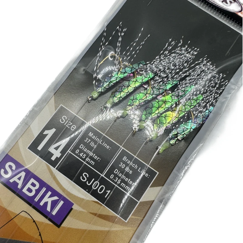 2 packs hameçons sabiki peau de poisson lumineux - appât crevette pêche mer France