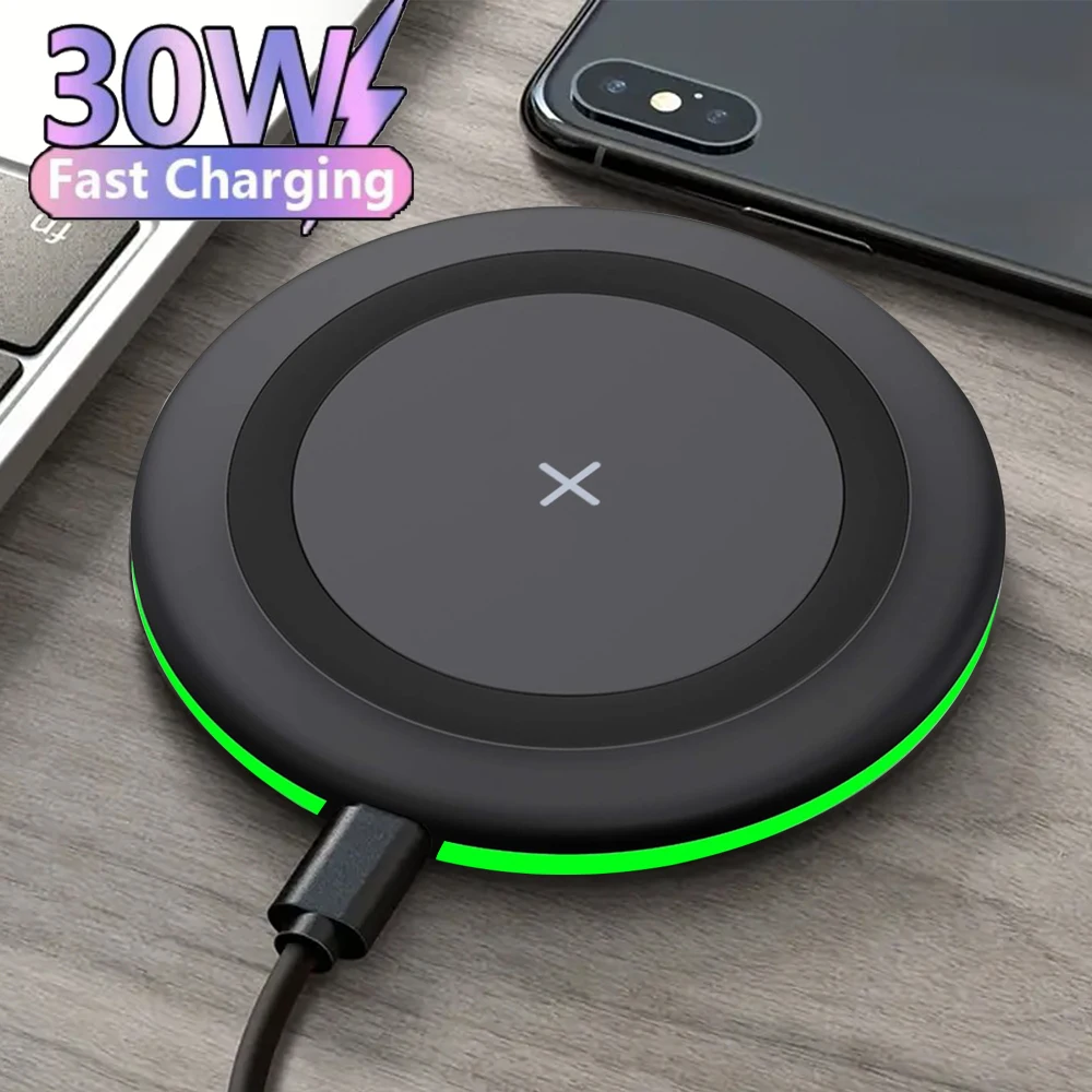 แท่นชาร์จไร้สายเร็ว 30W สำหรับ iPhone & Samsung