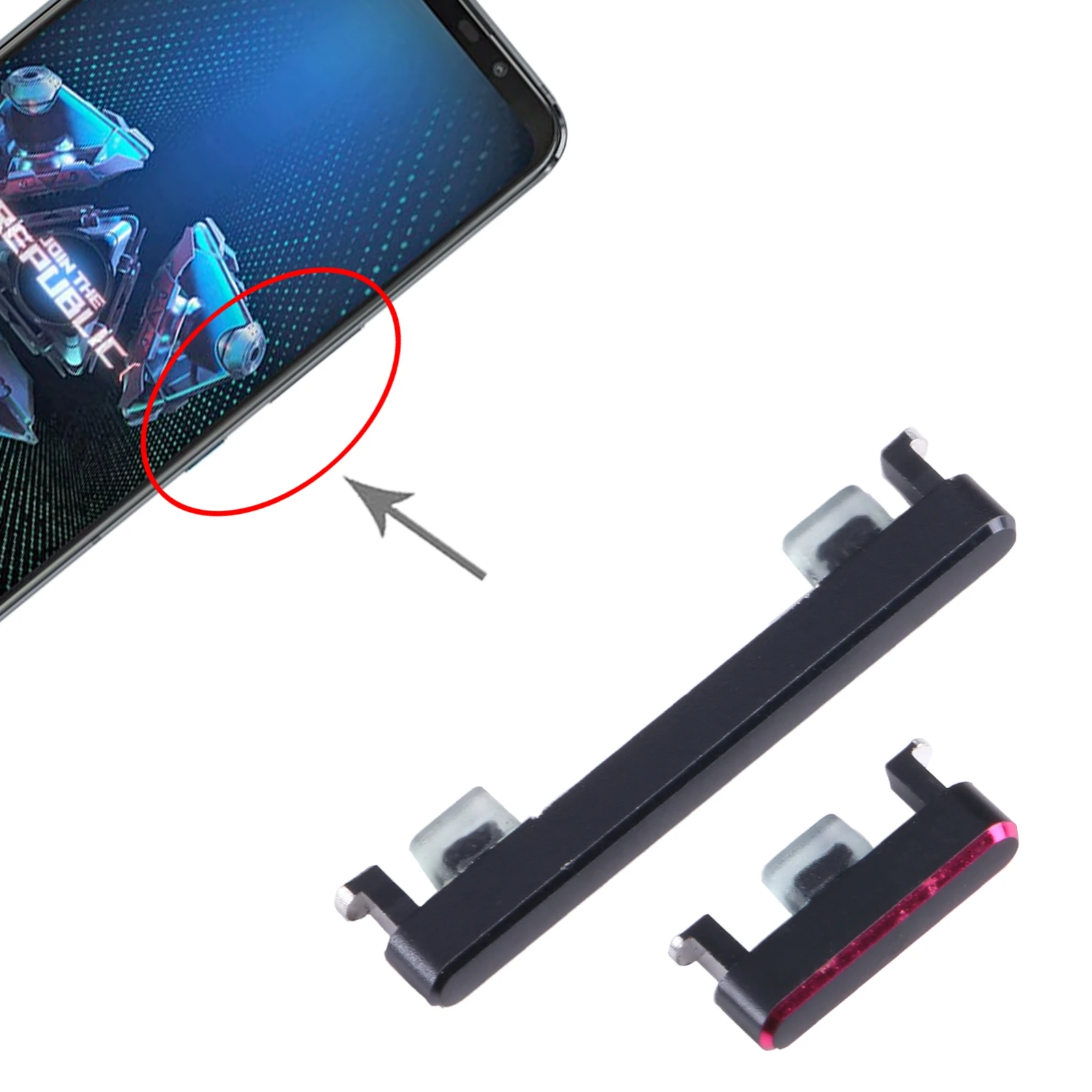 Asus ROG Phone 5 ZS673KS용 1세트 전원 버튼 + Asus ROG Phone 5 ZS673KS용 볼륨 조절 버튼