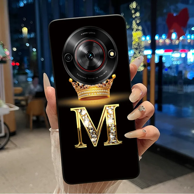 Vibrant Shockproof Soft Phone Case with Crown Letter Design